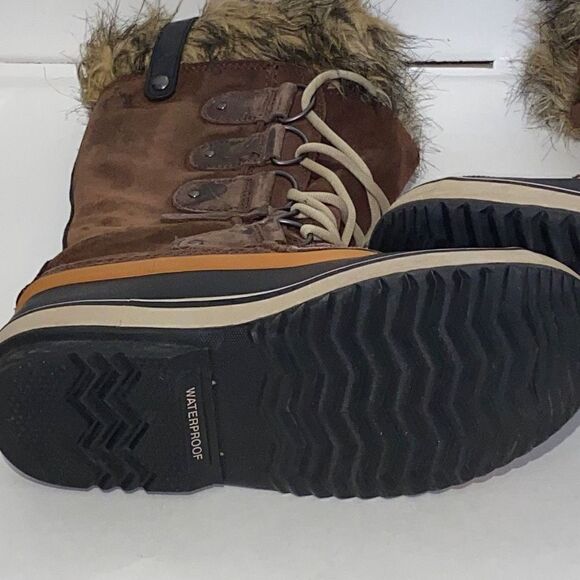 Sorel Joan of Arctic Women's Faux Fur Brown Mid-Calf Winter Snow Boots 8 - Picture 7 of 10